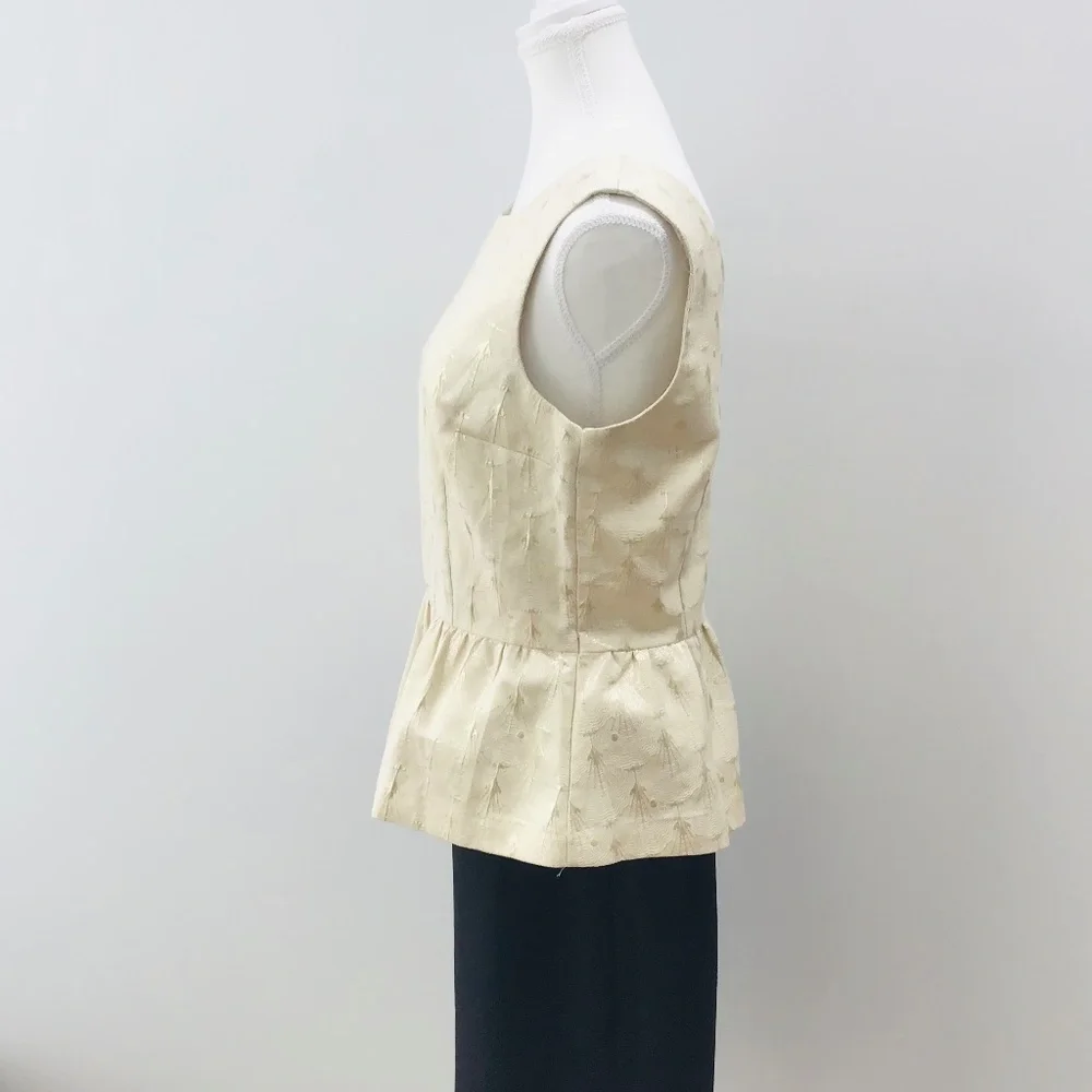 H&M size 12-14 sleeveless gold brocade top with gathered waist - Picture 5 of 7